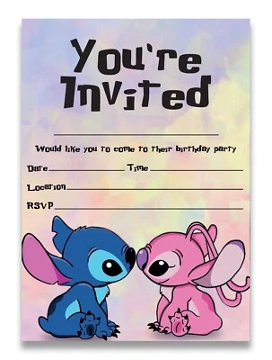 STITCH THEME BIRTHDAY PARTY INVITATIONS STITCH AND ANGEL INVITES CHILDREN - Image 1 of 2