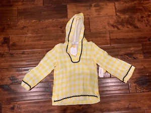 Marysia Bumby Yellow & White Plaid Hooded Cover-Up Top, Size 4, NWT! - Picture 1 of 10