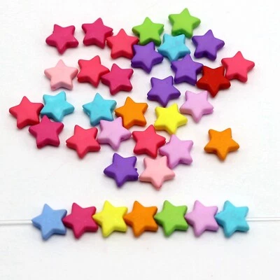 200 Mixed Matte Color Acrylic Star Beads 10mm Imitation Wooden beads - Imagem 1 de 4