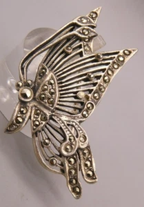 Brosche Spange Sterlingsilber 925 modernes Design SCHMETTERLING mit Markasit - Bild 1 von 3