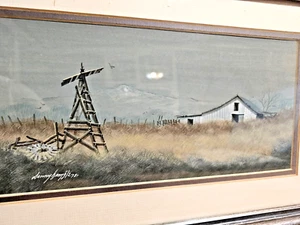 A WELL DONE 1978 WATERCOLOR LANDSCAPE PAINTNG TEXAS ARTIST DANNY GAMBLE Windmill - Picture 1 of 9
