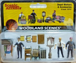 O Scale Woodland Scenics A2757 Scenic Accents Depot Workers & Accessories (12) - Picture 1 of 2