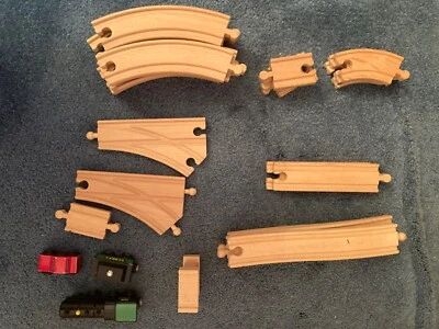 Used Imaginarium ER .LR Wooden Train full set w 3 piece Train Car and Caboose  - Image 1 of 4