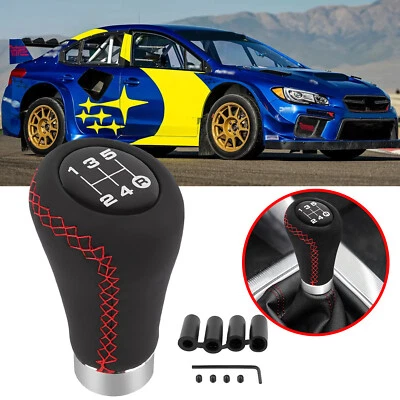 For Subaru WRX STI Impreza Leather Manual 5 Speed Gear Stick Shifter Shift Knob Foto 1 de 4