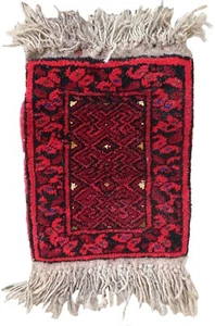 Handmade vintage Afghan Ersari mat 0.7' x 0.9' (24cm x 29cm) 1970s - 1C970 - Picture 1 of 8