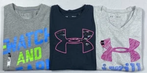 Girl's Youth Under Armour Heat Gear Loose Fit Cotton Short Sleeve Shirt - Picture 1 of 3
