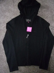 PINEAPPLE hooded top. BLACK Cotton knit with Silver Pineapple Logo zip. Size S/M - Picture 1 of 4