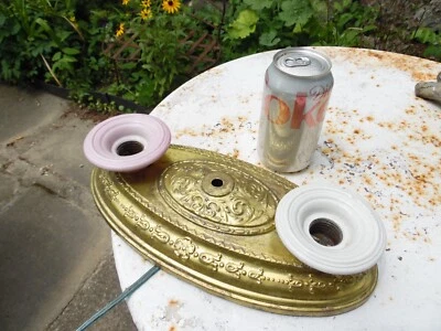 Antiguo De Colección. Lámpara de techo ovalada de latón montaje empotrado con 2 enchufes 12"x6" Foto 1 de 4