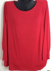 Camicia manica lunga 22/24 Lane Bryant ROSSO Rayon Holiday morbida Hi-Lo nuova senza etichette nuova - Foto 1 di 9