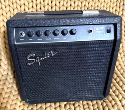 Fender Squier Champ 15G Guitar Amplifier PR CPR1 Cords and Original Manual - Image 1 of 3