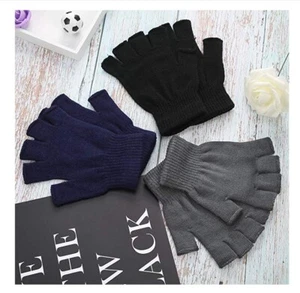 1 Pair Winter Warm Knitted Fingerless Half Finger Magic Gloves Mittens - Picture 1 of 8