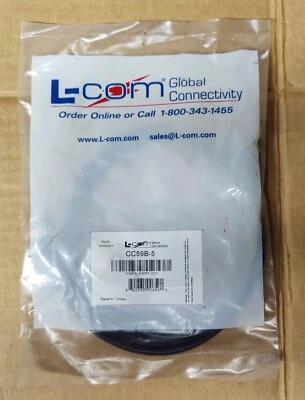 L-Com CC59B-5, RG59B Coaxial Video Cable, BNC Male / Male, 5.0 ft Black Premium - Image 1 of 4