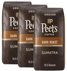 (3 Pack) Peet's Sumatra Premium Single Origin Ground Coffee, Dark Roast - Picture 1 of 9