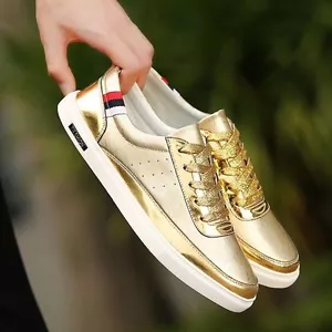 New Fashion Shiny Lace Up Trainers For Men & Woman Unisex in Great Shoe Box - Picture 1 of 3
