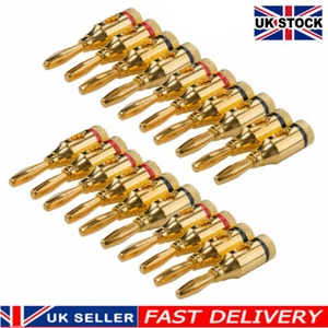20 x 4mm Gold Plated Musical Audio Speaker Cable Wire Connector 4mm Banana Plugs - Picture 1 of 12