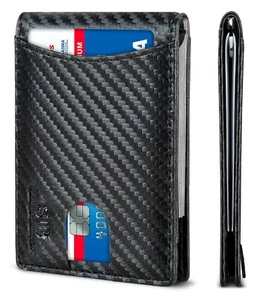 SERMAN BRANDS- RFID Blocking Genuine Leather Thin Minimalist Front Pocket Wallet - Picture 1 of 79