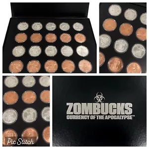Zombucks Display Set 1 oz .999 Pure Silver Copper Series 20 BU Apocalypse Rounds - Picture 1 of 11