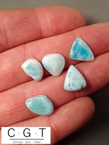 5 x free form Larimar gemstone cabochons blue white colour 20.25 carats LAR019 - Picture 1 of 2