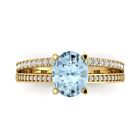 3.12 ct Oval Cut Swiss Topaz Solid 18k Yellow Gold Wedding Promise Bridal Ring