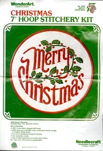 WonderArt 5526 CHRISTMAS 7" HOOP STITCHERY KIT - MERRY CHRISTMAS New (open) - Picture 1 of 5