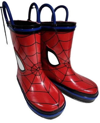 DISNEY Marvel Spiderman Rain Boots Toddler Boys Girls Size 2-3 Waterproof NEW - Image 1 of 4