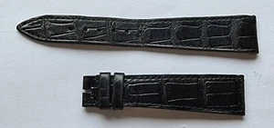 Autentico cinturino orologio Patek Philippe Geneve in pelle nera 19/14 mm 75+114 mm OEM - Foto 1 di 2
