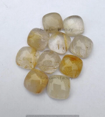 WHOLESALE Natural Rutilated Quartz Cushion Shape Cabochon, Loose Gemstones - Image 1 of 4