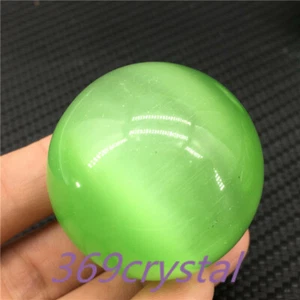 35mm+ Green cat's eye stone sphere quartz Crystal Ball Reiki Healing Gift 1pc - Picture 1 of 10