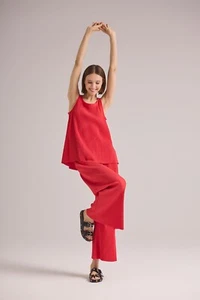 Top elegant Plissee rot A-Linie Damen modisch Soldout Damen - Bild 1 von 1