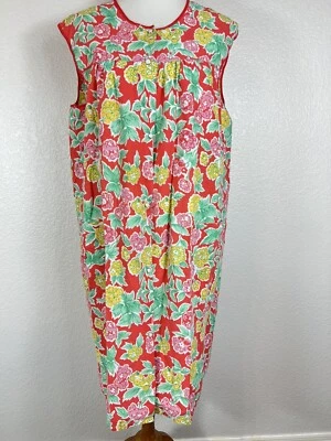 Delantal de vestido de casa de arte estampado floral vintage creación artística humo PJ talla grande 1X Foto 1 de 4