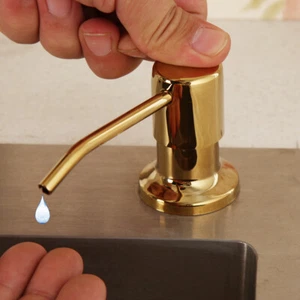 Soap Dispenser Golden Liquid Pump Bottle Stainless Steel Single Hole For Sink - Picture 1 of 10