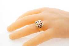Estate 14k Multi-Tone Gold Men's CZ Red White Gemstone Pinky Ring Size 11