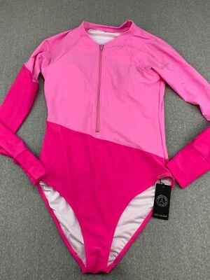Traje de baño Relleciga Rashguard cremallera frontal 1 pieza para mujer talla mediana rosa dos tonos UPF Foto 1 de 4