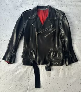 Alexander McQueen Leather Peplum Jacket 3/4 Sleeves Size IT44 UK12 - Picture 1 of 10