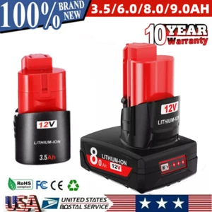 12 Volt For Milwaukee For M12 8.0,9.0AH Battery Lithium 48-11-2460 48-11-2440 - Picture 1 of 26