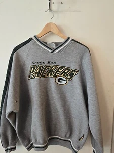 Lee Sport Herren Green Bay Packers V-Ausschnitt Sweatshirt - grau - Large - Vintage - Bild 1 von 6