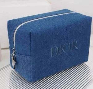 SAVE20%!!! Christian Dior Pouch vanity Denim logo mark embroidery NEW JAPAN gift - Picture 1 of 11