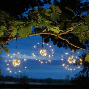 Gran Energía Solar Starburst Cuerda Luces LED Hada Exterior Fuegos Artificiales Colgante - Imagen 1 de 24