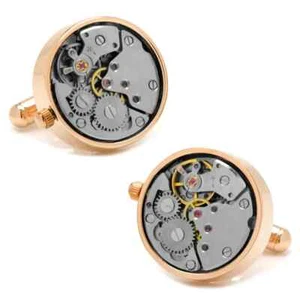 Rose Gold Watch Movement Cufflinks - Picture 1 of 4