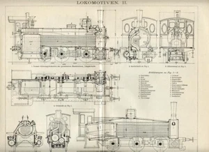 1893 Antica Stampa = LOCOMOTIVE = Treni Ferrovia = Old Print - Picture 1 of 1