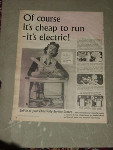 SERVICIO DE ELECTRICIDAD 1955 Vintage 14" X 12" (aprox) Anuncio Original Reino Unido - Imagen 1 de 1