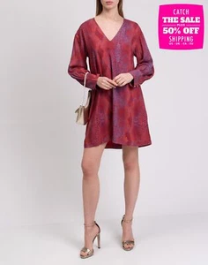 RRP €510 JUST CAVALLI Shift Dress IT42 US6 UK10 M Reptile Pattern Lined V-Neck - Picture 1 of 6