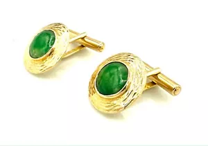 Manschettenknöpfe Gold 18 Karat - Jade - 11,09 G - Bild 1 von 3