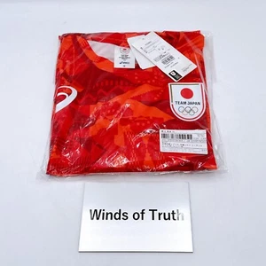 Olympics Paris 2024 TEAM JAPAN Official Replica Model T-shirt ASICS RED Size M - Picture 1 of 10