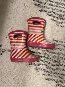Hunter X Target Botas Niño Pequeño 8 Rayas Rosa Pull On Botas de Lluvia - Imagen 1 de 5