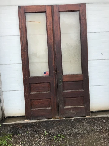 MAR match Pair Antique Oak Double Doors 56.5 x 95.75 Cover