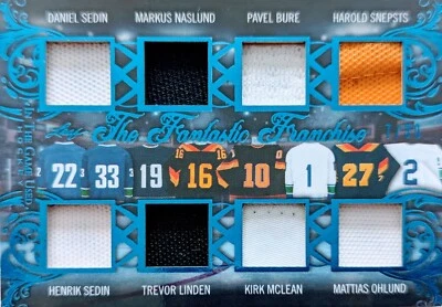 🔥#/30 BURE LINDEN SEDIN MCLEAN SNEPSTS NASLUND 8 RELIC 2020-21 Leaf Game Used🔥 - Image 1 of 4