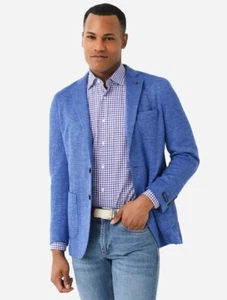 New PETER MILLAR Holden Jersey Houndstooth Soft Jacket in Blue Size 44 Reg $1200 - Picture 1 of 9