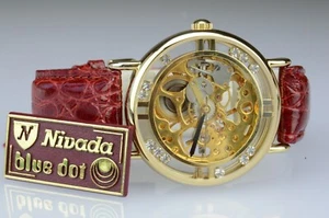 Nivada Orologio-Meccanico-Scheletrato Swarovski Style Pinko Swiss Made 1990s - Foto 1 di 12