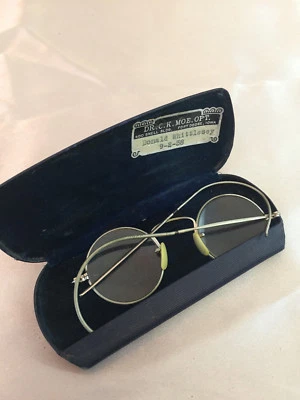 VTG Art Deco Ful Vue Round Eyeglasses Monogrammed Case 1938 Silver Tone - Image 1 of 4
